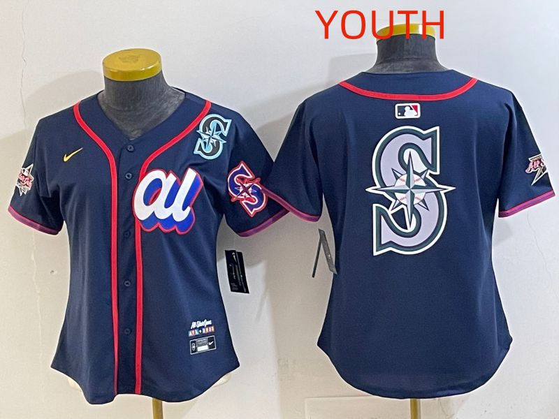 Youth 2025 Seattle Mariners Blank Drak Blue All star Nike MLB Jersey style 011
